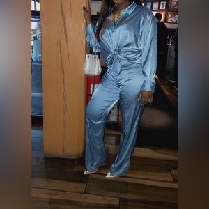 Satin blue set